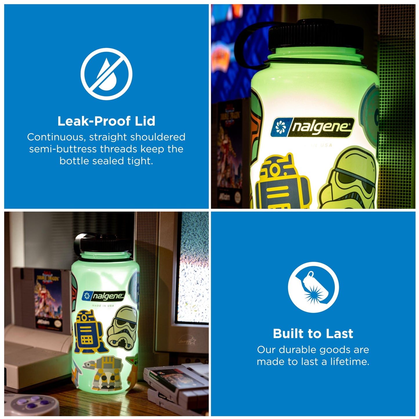 Nalgene 32 oz Wide Mouth Water Bottle | BPA-Free, Durable & Leak Proof, Lightweight Bottle for Hiking & Gym, Work & Travel