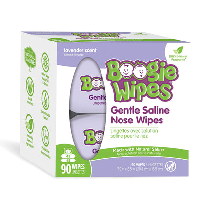 Boogie Wipes Natural Saline Nose Wipes for Kids and Babies, Unscented, 90-Count