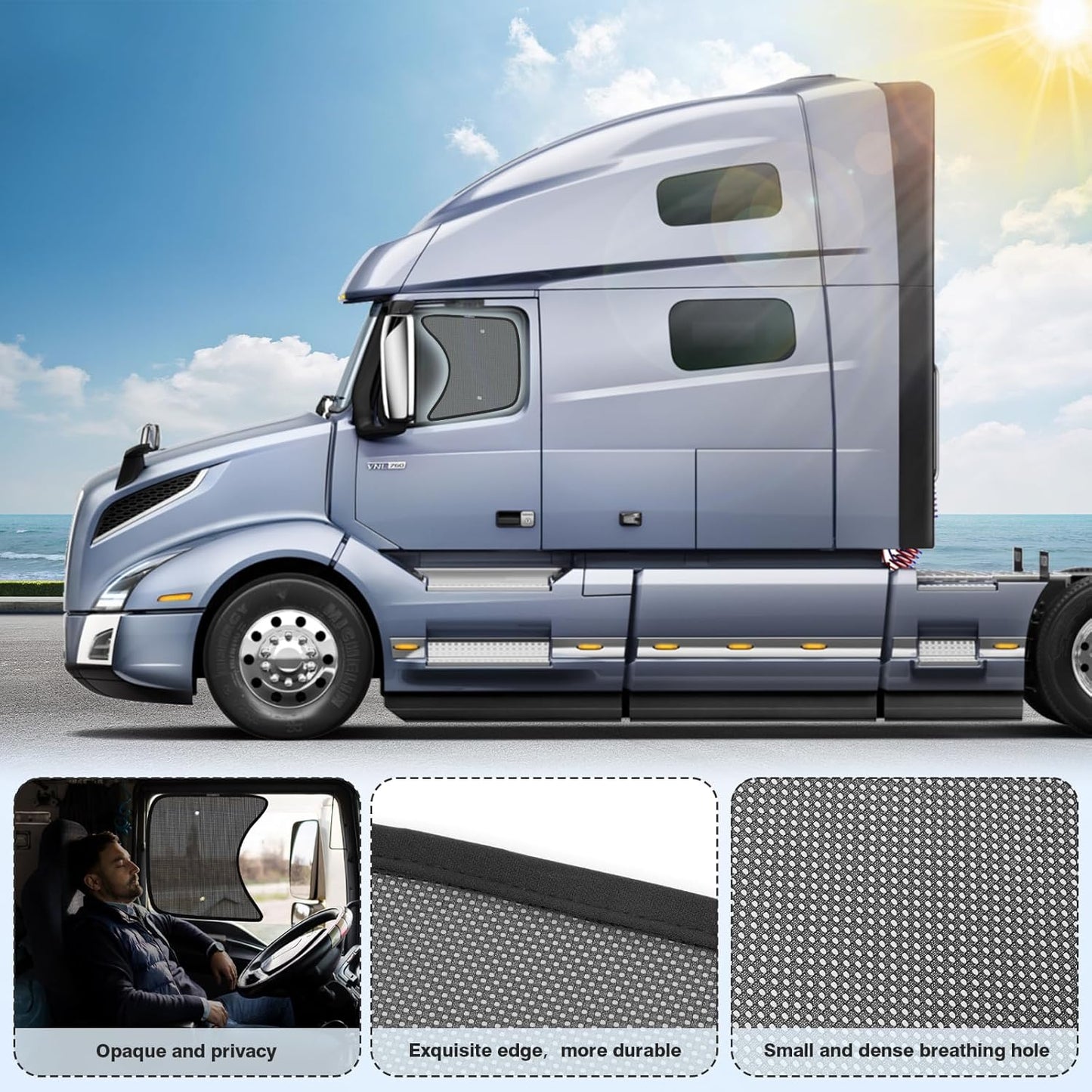 KUST 2PCS 23''21.6'' Side Window Shades for Semi Truck/Heavy Duty Truck