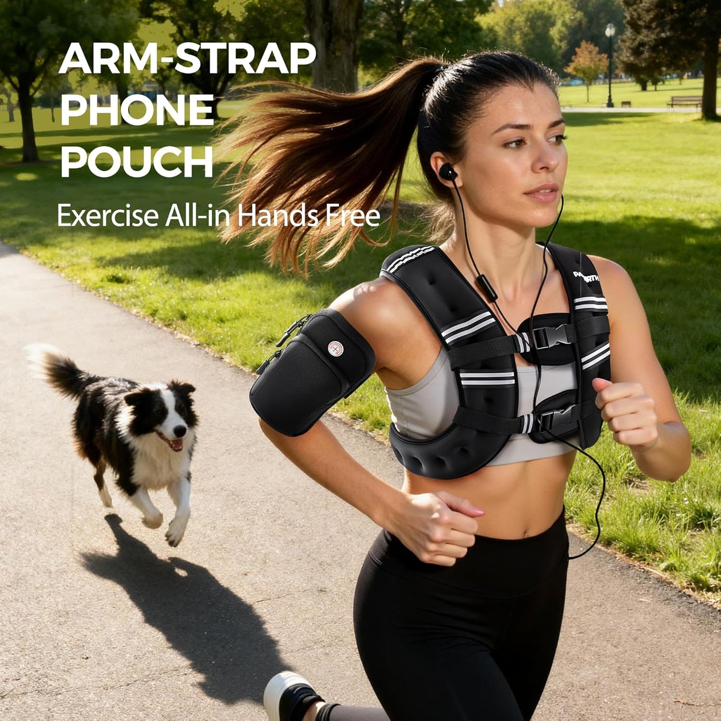 PACEARTH Gewichtsweste, 2,7 kg/4,5 kg/5,4 kg/7,2 kg/11,3 kg/13,6 kg Gewichtsweste mit reflektierendem Streifen, verstellbare Gewichtsweste für Männer und Frauen Training, Krafttraining, Laufen, Gehen, Joggen