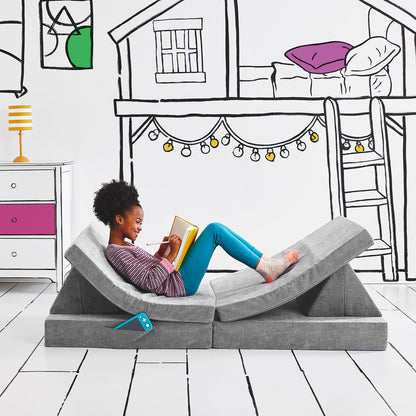 Yourigami Kids and Toddler Play Gym, Playroom Couch Set, Durable Modular Design, Green Meadows