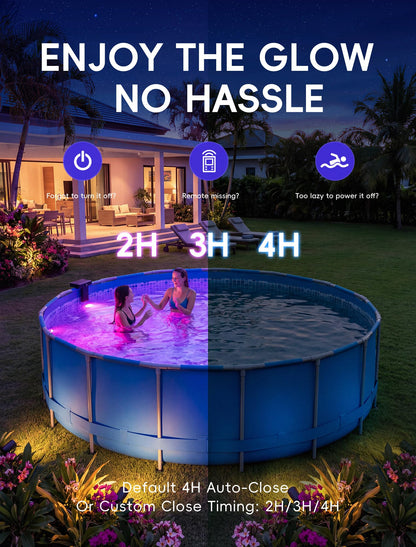 Solar Pool Lights Only for Metal Frame Above Ground Pools, 10-Color RGB 4-Mode LED Underwater Submersible Poolside Light with Auto Dusk Sensor, Waterproof Design, Remote & Timer Off, 1 Pack