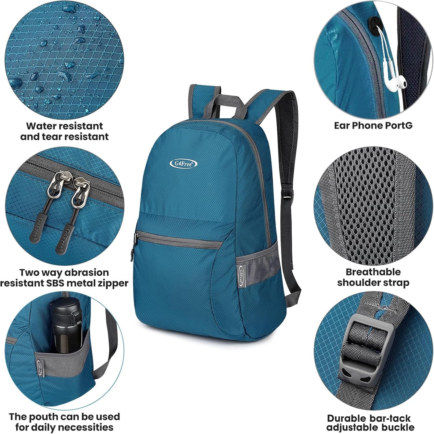 G4Free 20L Lightweight Packable Backpack Foldable Travel Hiking Daypack for Men and Women