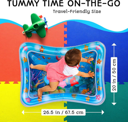 Tummy Time Wassermatte – Aufblasbare Wasserspielmatte für Babys – Sensorische Tummy Time Matte für Bodenspiele – 100% BPA-frei & auslaufsicher – Babys, Säuglinge 3-12 Monate – PAC3 – Blau – Avec Maman
