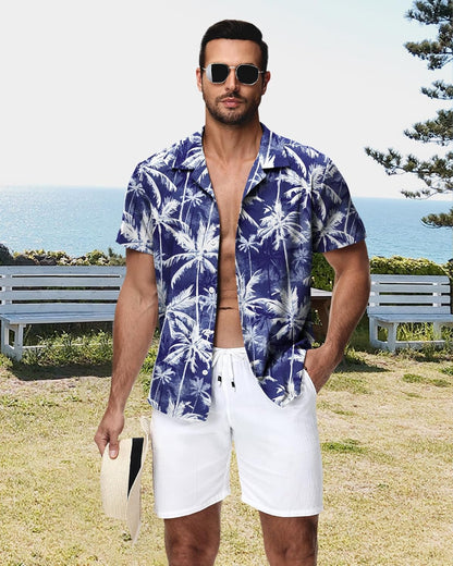 HMIYA Herren Hawaiihemden Kurzarm Button-Up Hemd Herren S-3XL