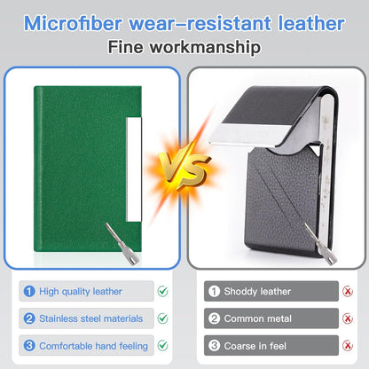 Visitenkartenhalter, Visitenkartenetui Luxuriöses PU-Leder & Edelstahl Multi Kartenetui, Visitenkartenhalter Brieftasche Kreditkarten ID Etui/Halter für Männer & Frauen… (Schwarz)