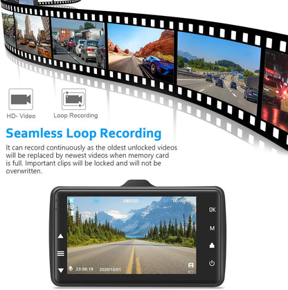 Dashcam Front mit 32G SD-Karte, BOOGIIO 1080P FHD Auto Armaturenbrett Kamera 3'' IPS-Bildschirm 170° Weitwinkel Aluminiumlegierungsgehäuse, WDR G-Sensor Parküberwachung Loop-Aufnahme Bewegungserkennung