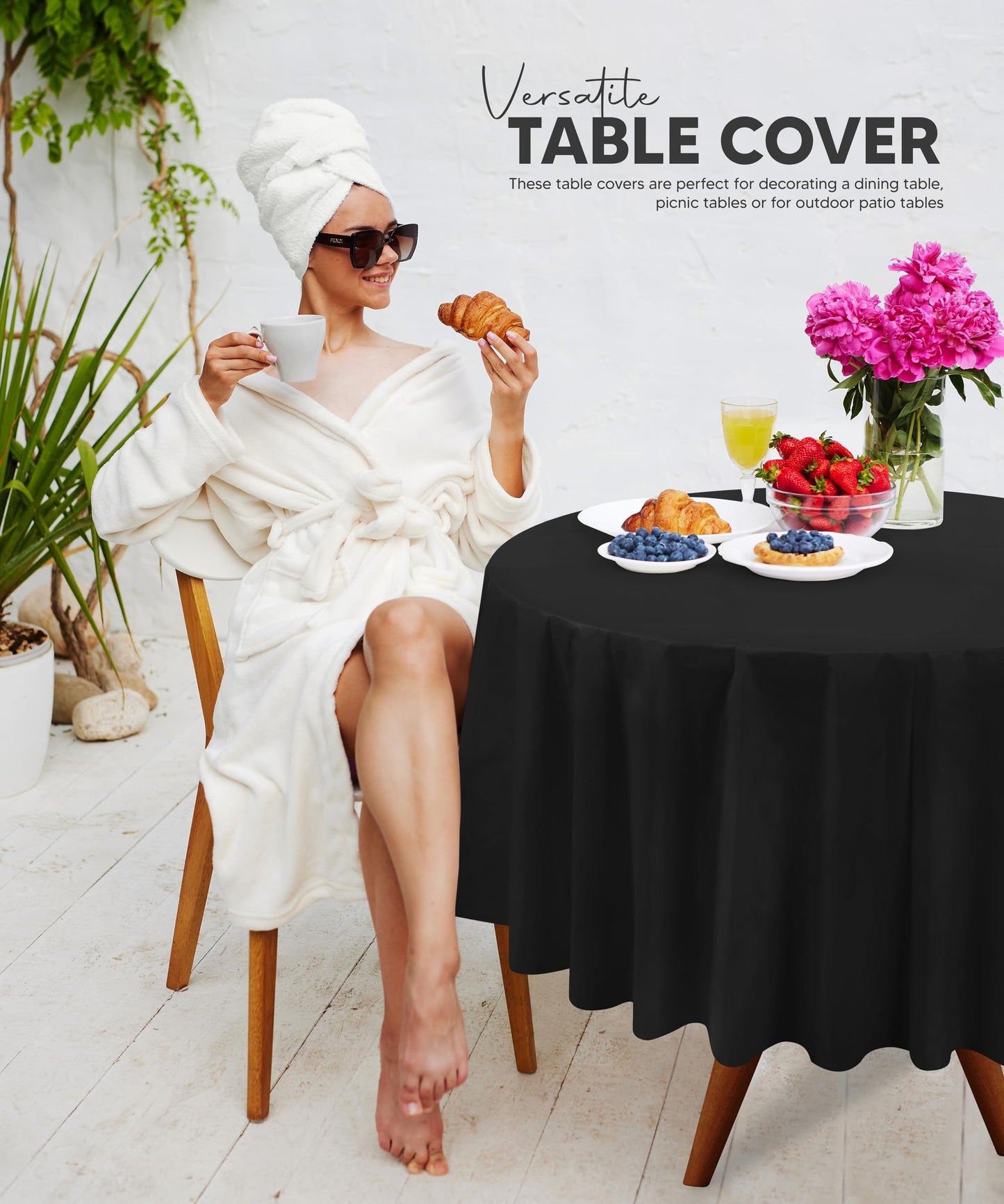 Utopia Kitchen Einweg-Tischdecke aus Kunststoff (12er Pack – 137x274 cm) Weiß Rechteckige Tischdecke Wasserdicht Schmutzabweisend Party-Tischdecke
