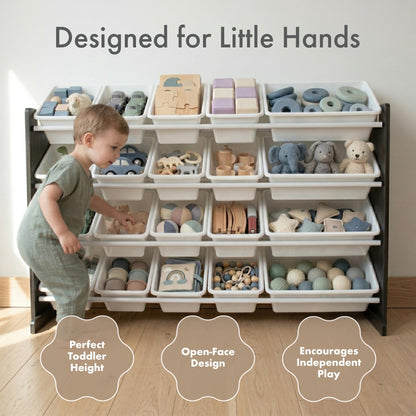 Humble Crew Toy Storage Organizer with 20 Removable Storage Bins for Kids Playroom, 4-Tier Toddler Toy Organization and Storage, Natural/White