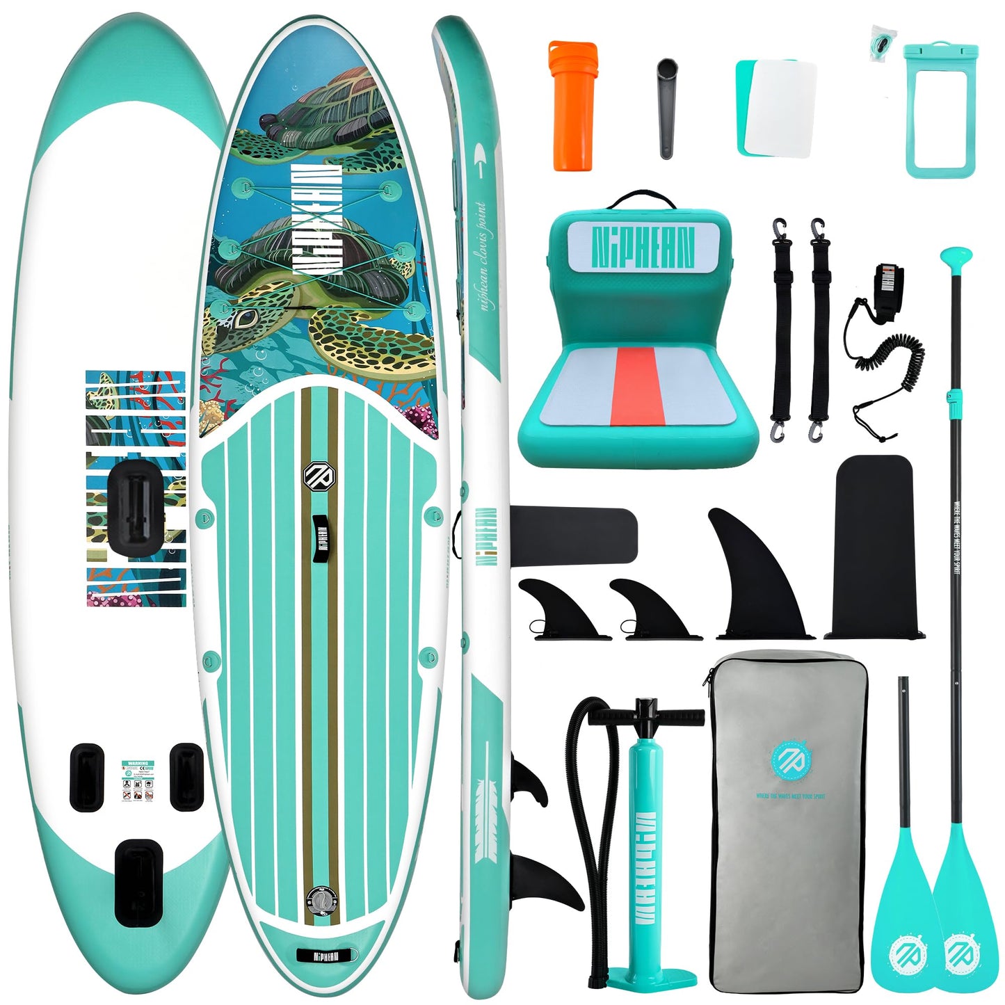 Niphean Inflatable Stand Up Paddle Board with SUP Accessories, Anti-Slip EVA Deck, 10’6’’ Inflatable Paddle Boards for Adults & Youth of All Skill Levels