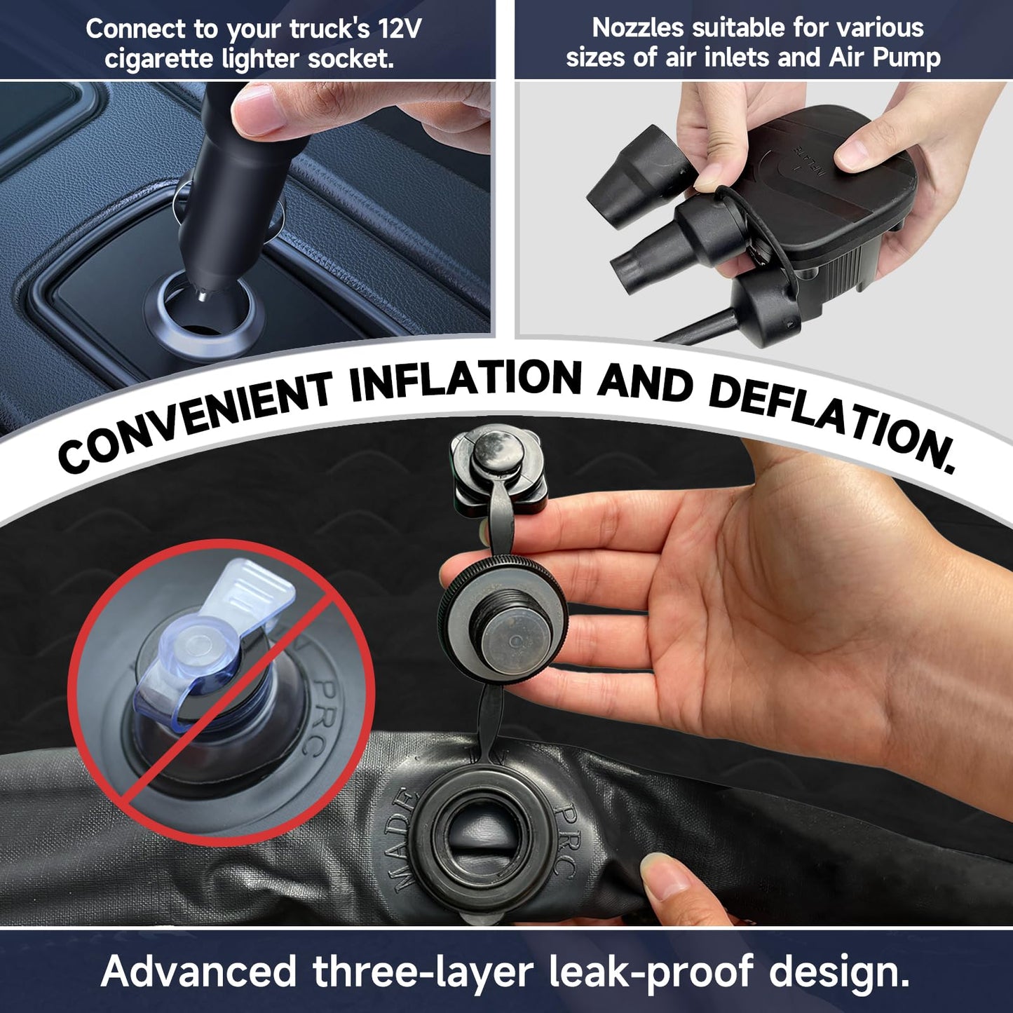 Umbrauto Car Air Mattress Backseat| Inflatable Truck Back Seat Camping Airbed for SUV Rear Seat, Blow Up Sleeping Travel Bed for Van Trunk with Pump & Pillows
