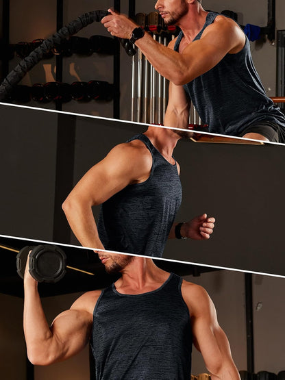 TACVASEN Herren Tanktops Schnelltrocknend Ärmelloses Workout Muskelshirt Sport Bodybuilding Fitness Performance T-Shirts