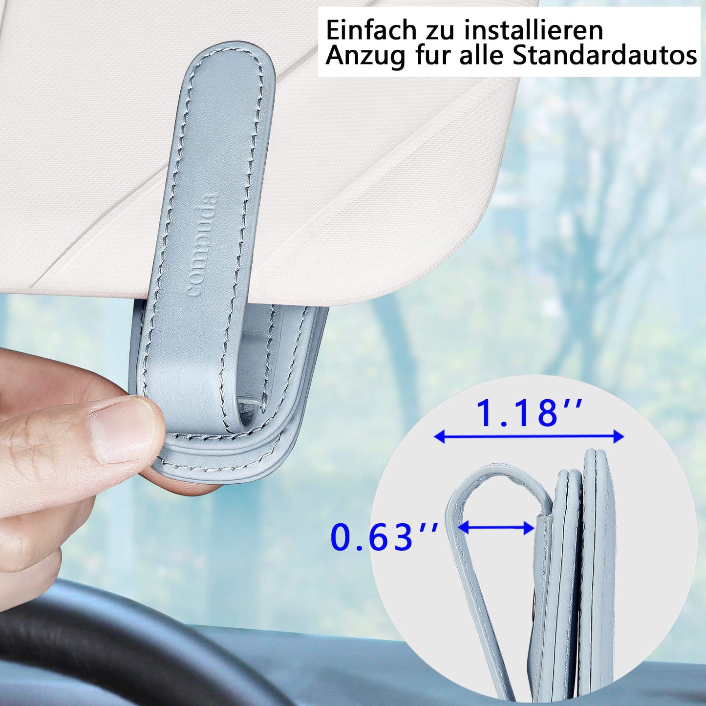 2 Packs Sunglasses Holder for Car Visor, Genuine Leather Car Sunglass Holder, Glasses Clip for Cars,Auto Interior Accessories Universal for SUV Pickup Truck (Black-(2 Pcs)