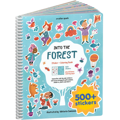 CUPKIN Animals Habitat 500+ Kids Sticker Book Toddler Airplane Travel Activity Coloring and Sticker Book, Road Trip Essentials, 12 Coloring Pages + 12 Scenes for Ages 2–8 Years
