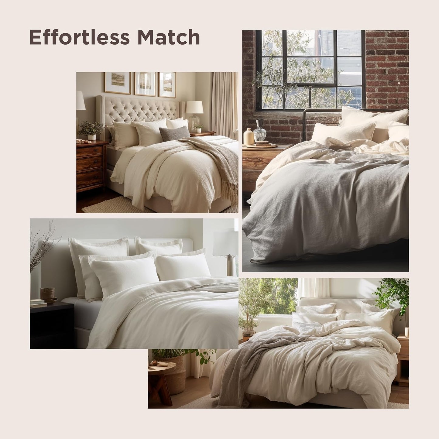 Funda nórdica blanca Bedsure, tamaño Queen, 3 piezas, aspecto de algodón prelavado, juego de cama extrasuave, incluye 1 funda nórdica de 228 x 228 cm con cierre de cremallera y 2 fundas de almohada, edredón no incluido