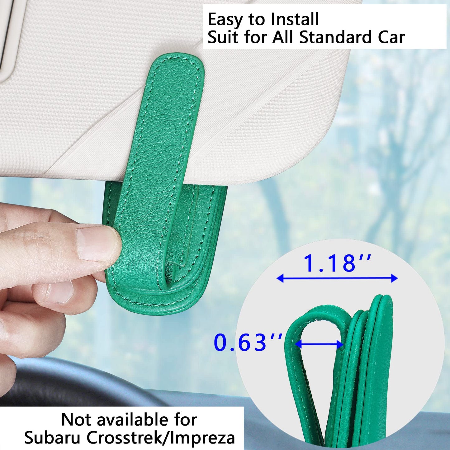 2 Packs Sunglasses Holder for Car Visor, Genuine Leather Car Sunglass Holder, Glasses Clip for Cars,Auto Interior Accessories Universal for SUV Pickup Truck (Black-(2 Pcs)