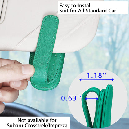 2 Packs Sunglasses Holder for Car Visor, Genuine Leather Car Sunglass Holder, Glasses Clip for Cars,Auto Interior Accessories Universal for SUV Pickup Truck (Black-(2 Pcs)