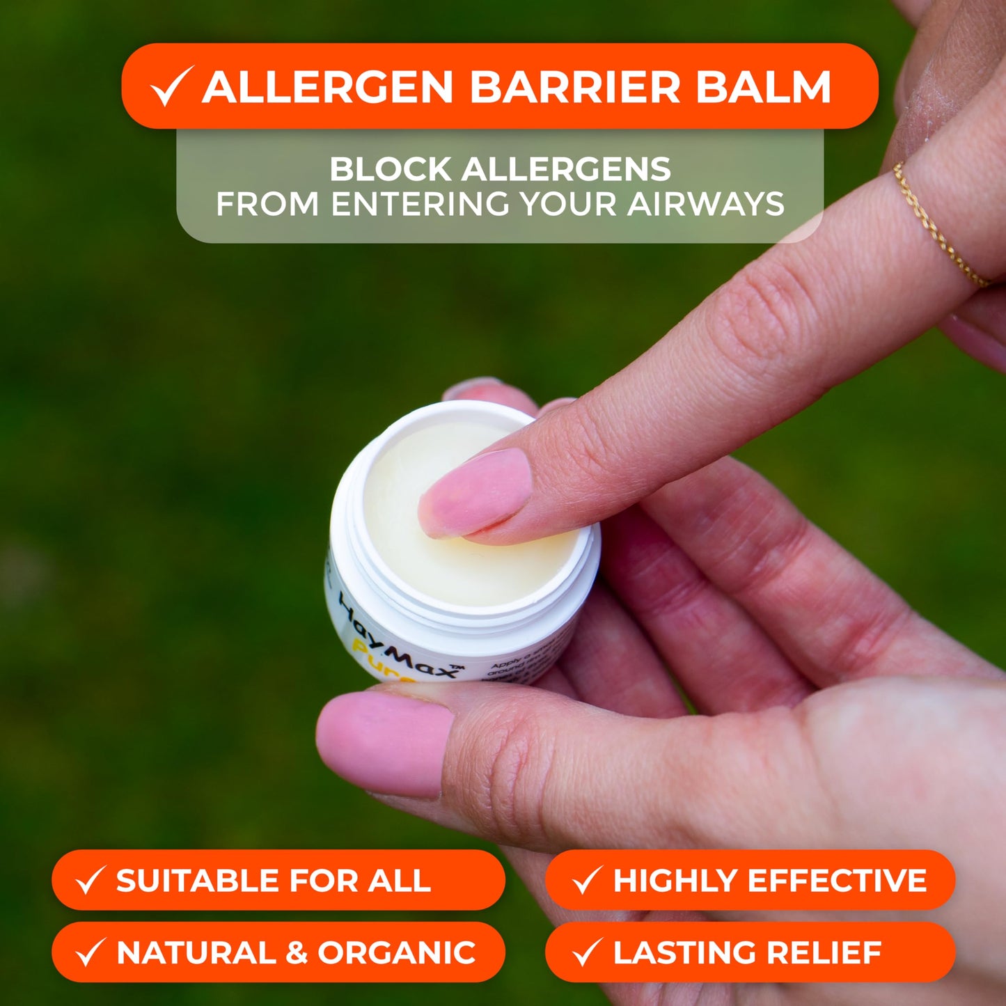 HayMax Allergen Barrier Balm 3X 0.17 fl oz (Pure, Aloe, Lavender), Organic, Natural, Non-Drowsy Hay Fever Allergy Relief Balm - Traps Pollen & Provides Ragweed Allergy Relief & Cedar Fever Relief