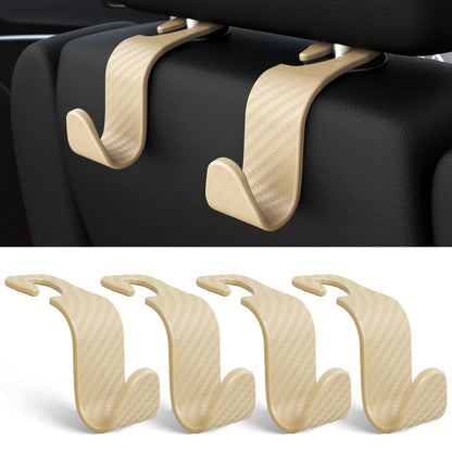 Amooca 4-Pack Car Headrest Hooks Vehicle Storage Organizer for Purses Handbags Groceries Backpack Coats –Holds 55lbs 360° Rotating Black