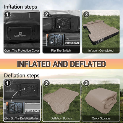 Umbrauto Car Air Mattress Backseat| Inflatable Truck Back Seat Camping Airbed for SUV Rear Seat, Blow Up Sleeping Travel Bed for Van Trunk with Pump & Pillows