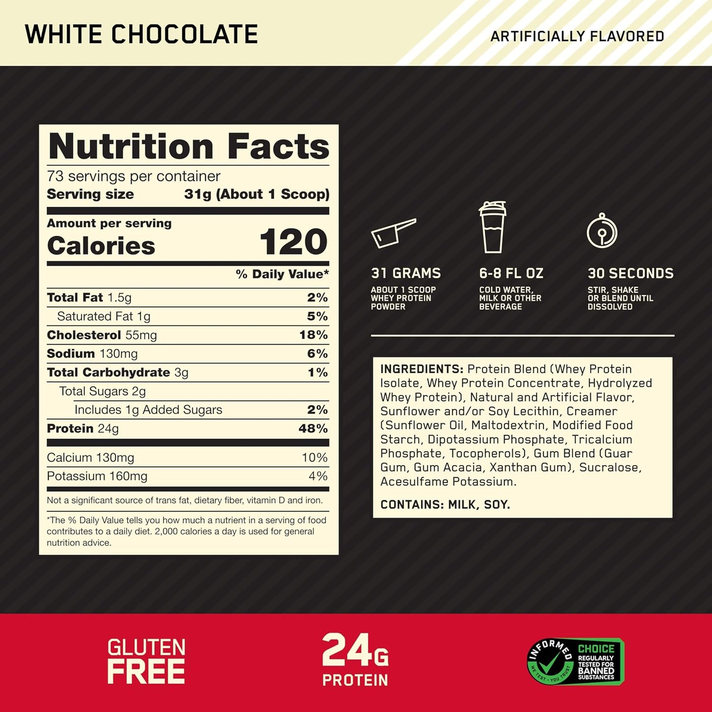 OPTIMUM NUTRITION Gold Standard 100% Whey Protein Powder, Double Rich Chocolate, 2.27kg - [packaging may vary]