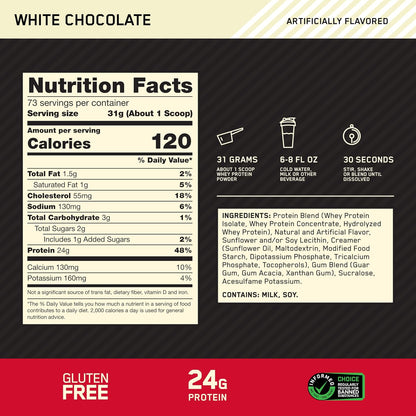 OPTIMUM NUTRITION Gold Standard 100% Whey Protein Powder, Double Rich Chocolate, 2.27kg - [packaging may vary]