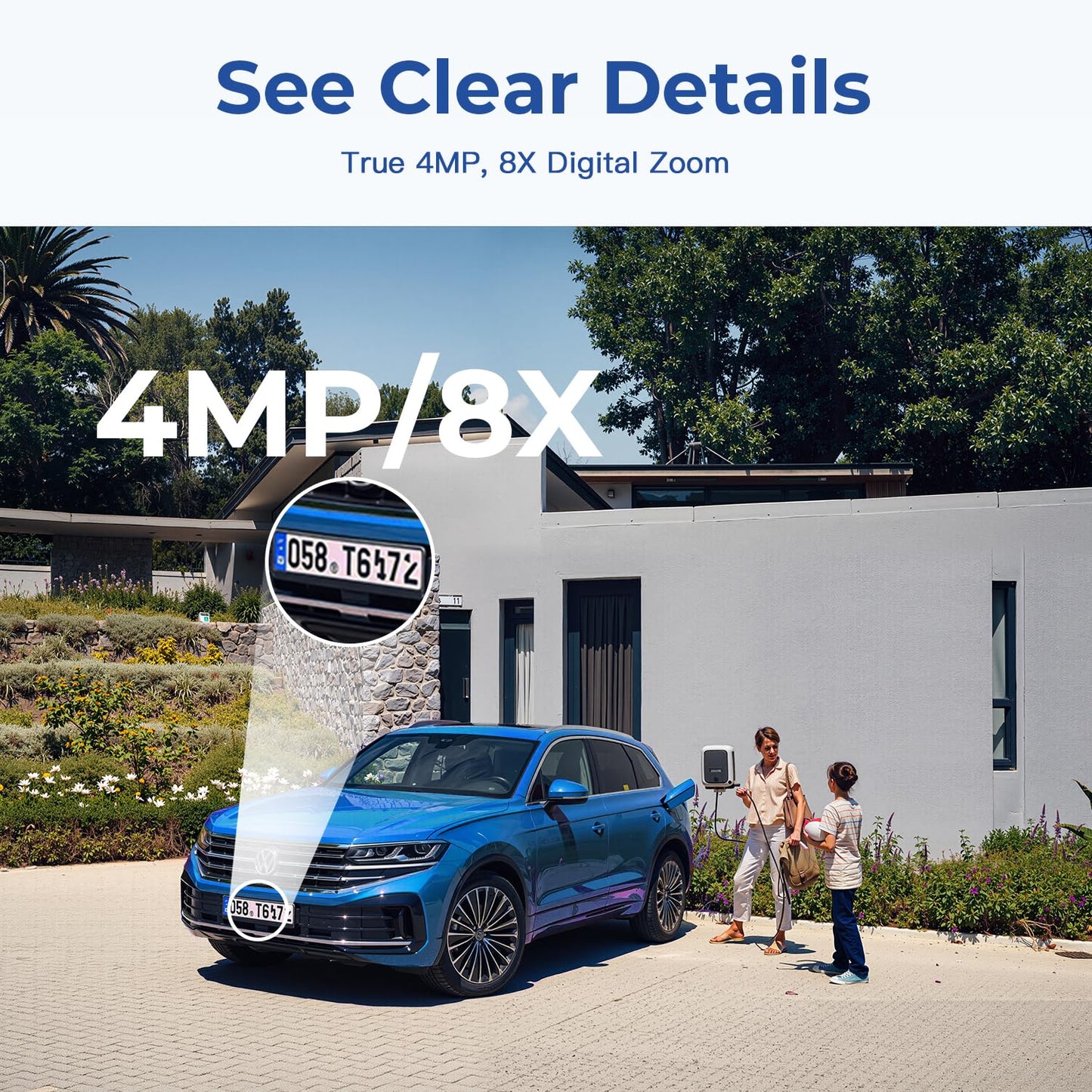 4MP Indoor Cameras for Home Security Outdoor, Home Security Camera System, 2.4g/5g Camera for House/Elder/Dog/Pet/Baby, Plug and Play, Support Card/Cloud (Not Included), 9.84ft Wire, 2PCS