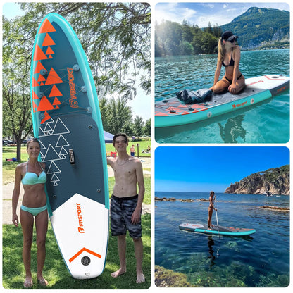 FBSPORT 11' Premium Stand Up Paddle Board, Yoga Board with SUP Accessories & Carry Bag | Wide Stance, Surf Control, Non-Slip Deck, Leash, Paddle and Pump for Youth & Adult