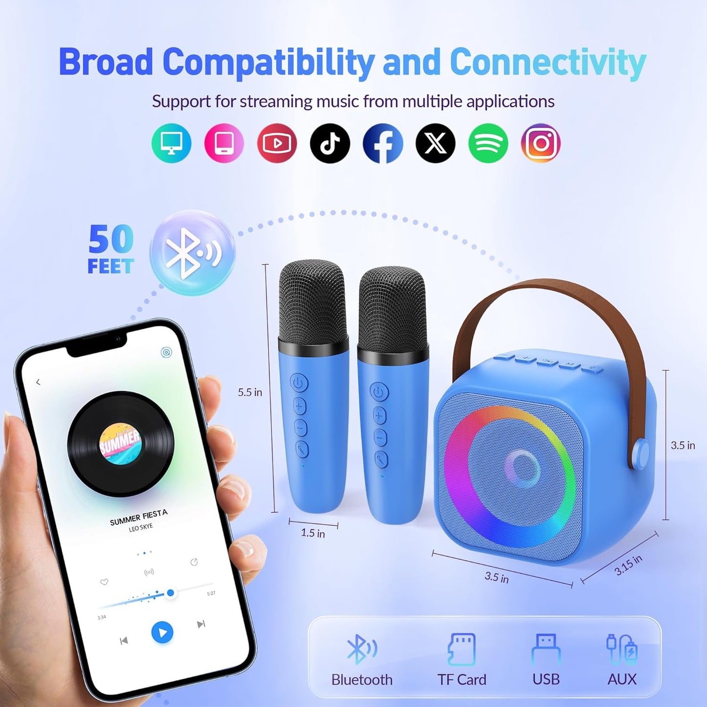 Mini Karaoke Machine for Kids Adults, Portable Bluetooth Speaker with 2 Wireless Microphone, Birthday Gifts for Girls Boys Ages 4, 5, 6, 7, 8, 9, 10, 12+ Years Old (Pinkcolor)