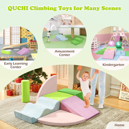 QUCHI Kletterspielzeug für Kleinkinder, Kletterspielzeug für Kleinkinder drinnen, 7-teiliges Weichschaum-Kletterblock-Set, Kleinkind-Spielecke Kletterer Indoor Schaumstoff-Spielplatz zum Klettern, Krabbeln und Rutschen
