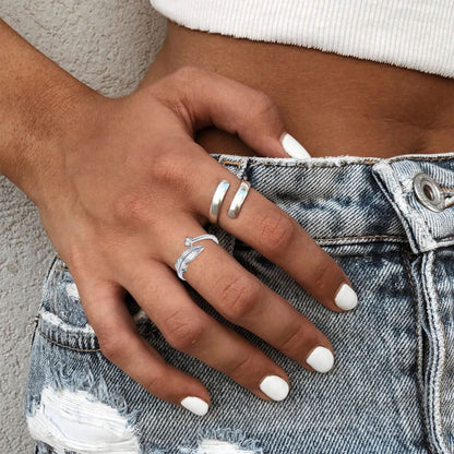 OOOPEL Sterlingsilber Verstellbarer Ring S925 Silberringe für Frauen Zirkonia Twist Liebesknoten Zarter Ring Silber Minimalistischer Offener Fingerring Silber Daumen Sterlingsilberring
