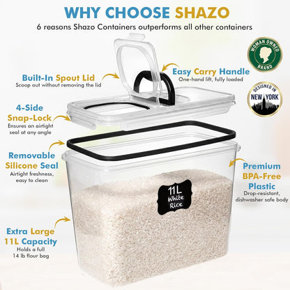 Effortless Kitchen Organization with Shazo's 2-Piece Extra Large Airtight Food Storage Containers