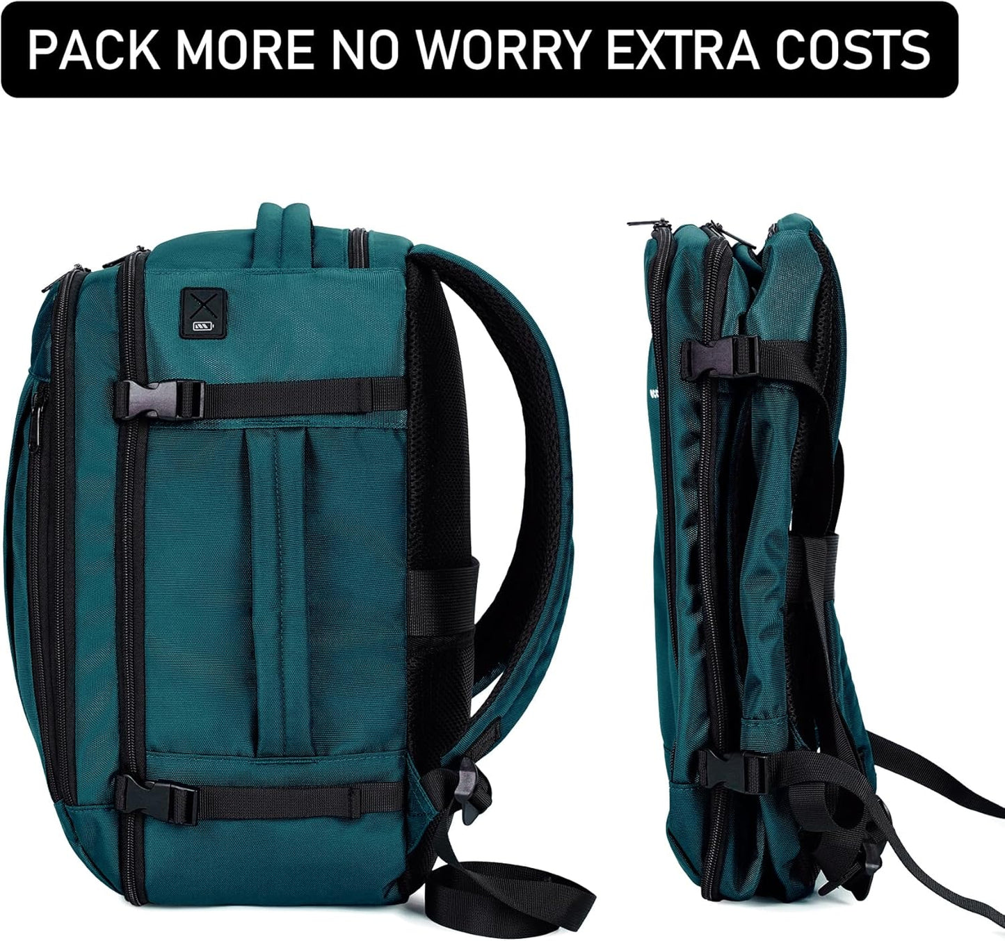 ECOHUB 16'' Reise-Rucksack Handgepäck Unterseat-Rucksack Persönlicher Gegenstand Flugzeug-Reisetasche mit 13 Taschen Handgepäck Flaschenhalter USB-Ladeanschluss Casual Daypack für Frauen Männer Schwarz