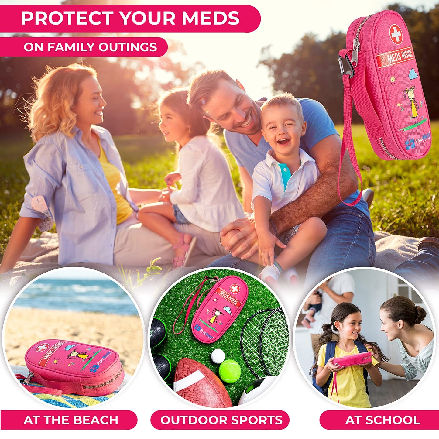 PracMedic Bags Epipen Case - Epi pens Carrying Case- Medical Case for Kids - Insulated to hold Inhaler, Epi Pen, Auvi Q, Epinephrine, Allergies Medication - Medicine Bag for Traveling (Blue)