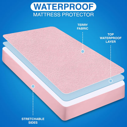 Utopia Bedding Wasserdichter Matratzenschoner für Doppelbetten/Full Size, Premium Frottee Matratzenbezug 200 g/m², Atmungsaktiv, Spannbetttuch-Stil mit dehnbaren Taschen (Weiß)