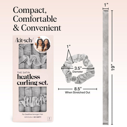 Kitsch Satin Heatless Lockenwickler Set – Hitzefreie Locken über Nacht mit 34" Haarwickler & 2 Satin Scrunchies – Bequeme Haarwickler zum Schlafen für frizzfreies, hitzefreies Styling – Sunset Tie Dye