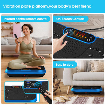 SoftGym Waver Vibration Plate Exercise Machine for Lymphatic Drainage Weight Loss,120 Speed Levels Vibrating Platform with Resistance Bands,Full-Body Workout Equipment for Muscle Activation