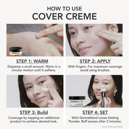 Dermablend Cover Crème Full Coverage Foundation Makeup, Hydrating Cream Concealer for Dark Circles and Blemishes, Maximum Coverage with Mineral Sunscreen SPF 30, 1 OZ