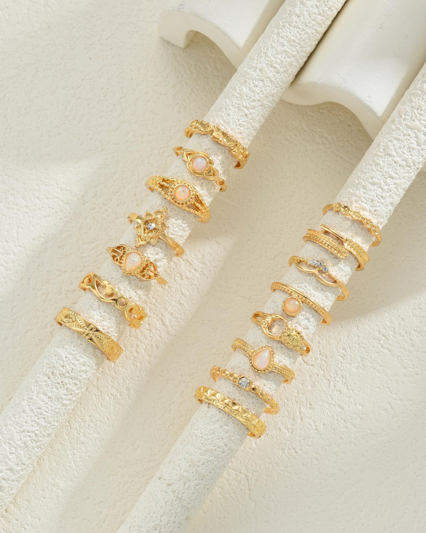 FAXHION 24-60 Pcs Gold Stackable Rings for Women, Knuckle Rings Chunky Gold Ring Set Dainty Stacking Cute Rings, Multiple Sizes Cute Jewelry Set Gift