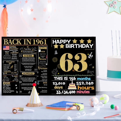 65. Geburtstagskarte mit Umschlag, Dekorationen zum 65. Geburtstag für Frauen und Männer, Geburtstagsgeschenke für Mutter und Vater, alles Gute zum Geburtstagskarten für 65-jährige Ehefrau, Ehemann, Rückblick auf 1961