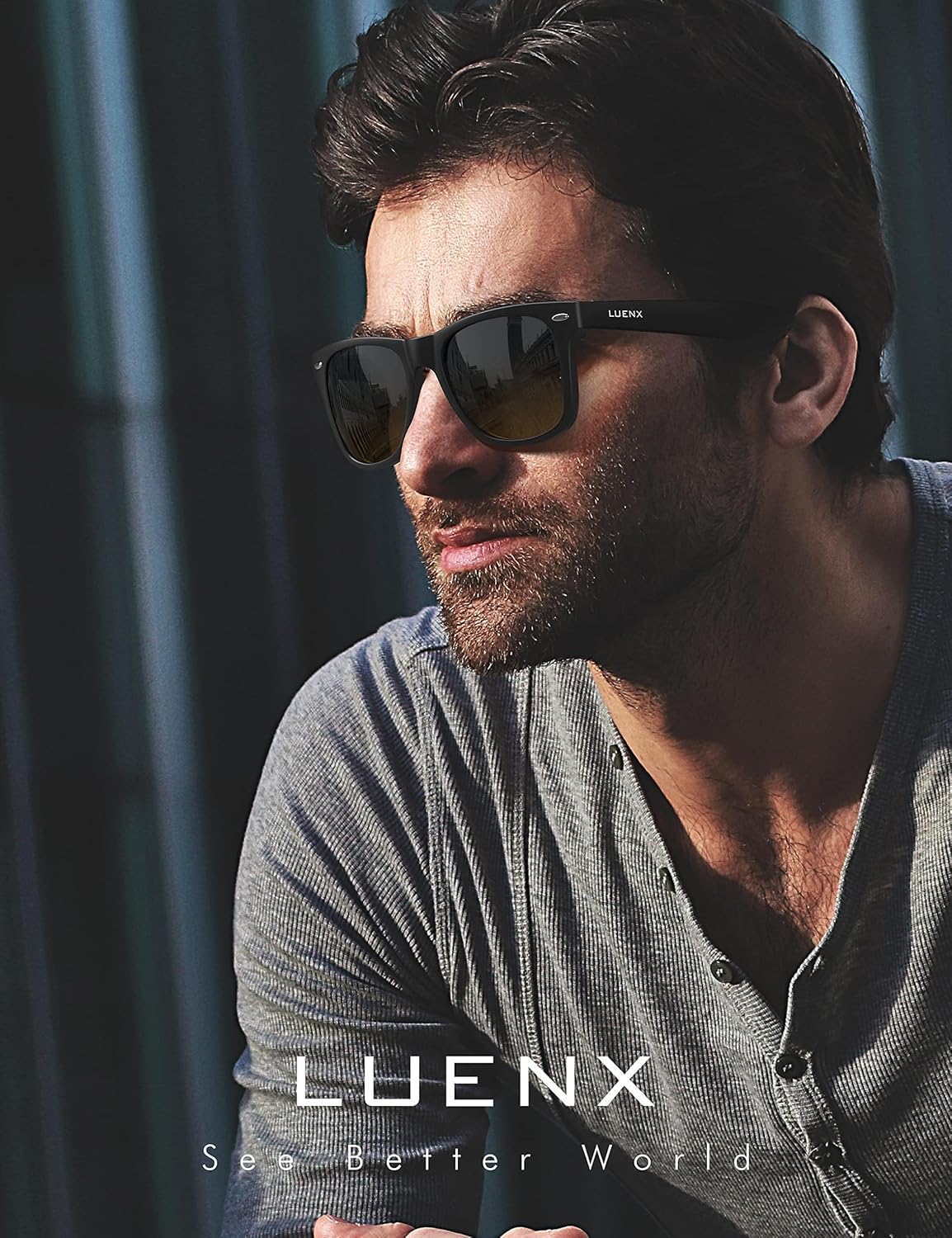 LUENX Polarisierte Sonnenbrillen für Herren und Damen, quadratische Fassung – UV-400-Schutz, 54 mm