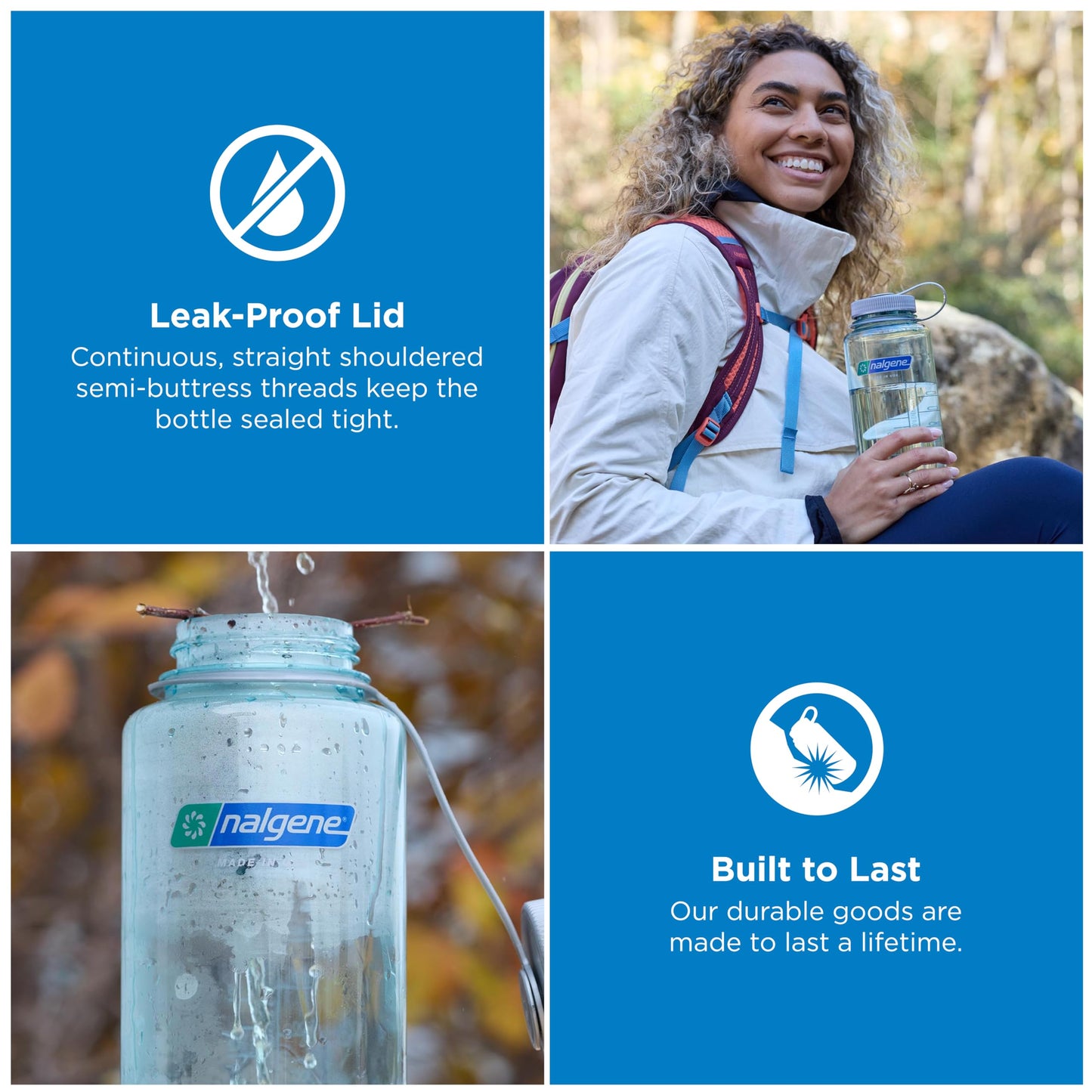Nalgene 32 oz Wide Mouth Water Bottle | BPA-Free, Durable & Leak Proof, Lightweight Bottle for Hiking & Gym, Work & Travel