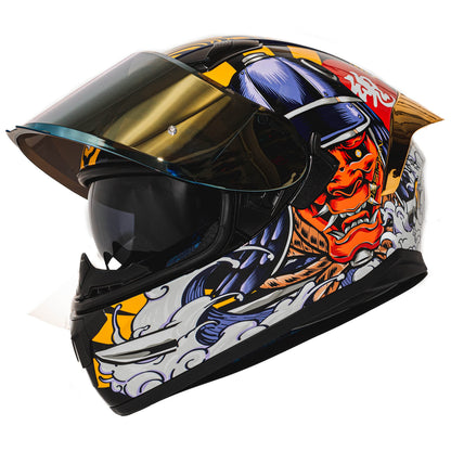 HAX Obsidian Full Face Dual Visor Adult Motorcycle Helmet for Motorbike Street Bike with Pinlock Ready DOT Approved Matte Black Gold L