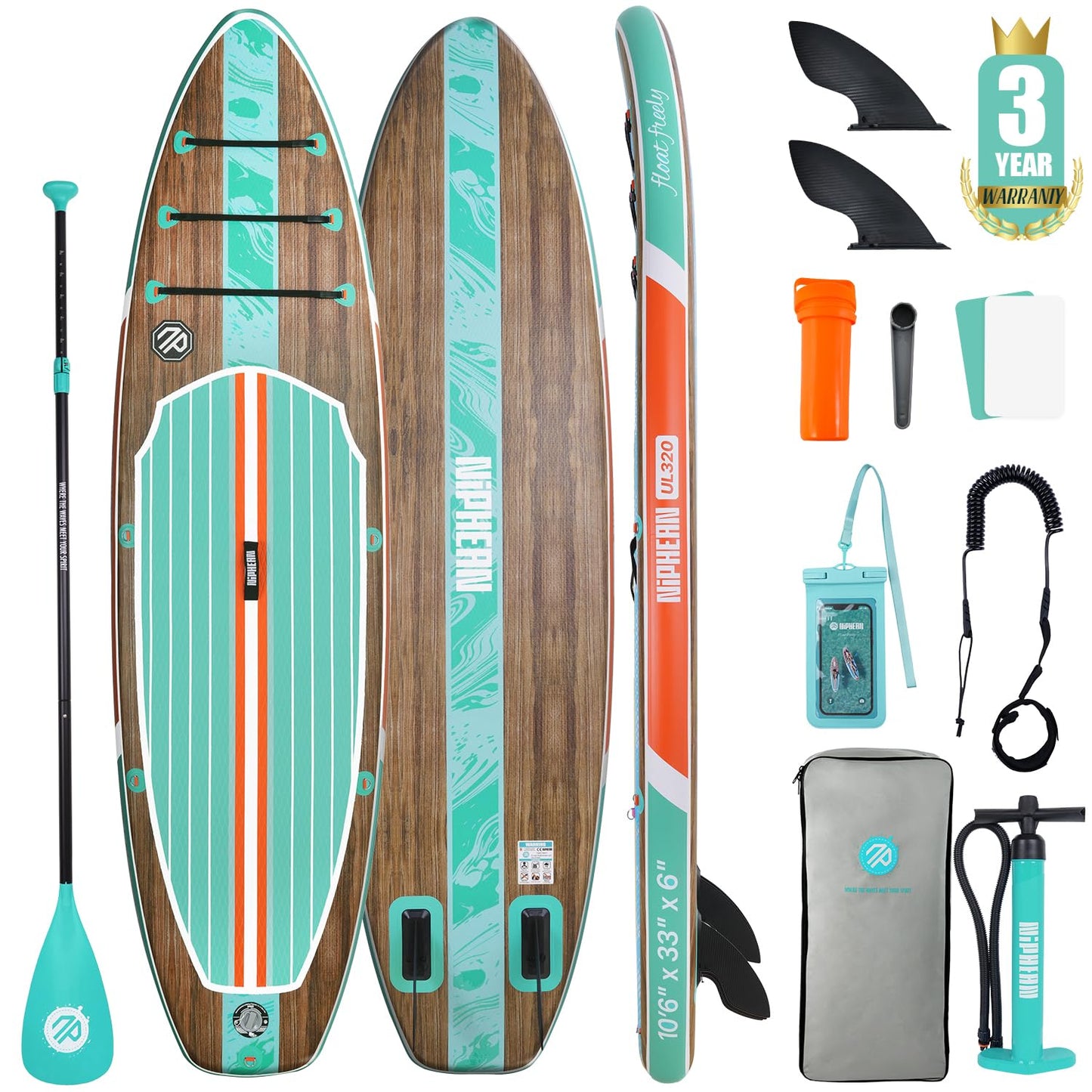 Niphean Inflatable Stand Up Paddle Board with SUP Accessories, Anti-Slip EVA Deck, 10’6’’ Inflatable Paddle Boards for Adults & Youth of All Skill Levels