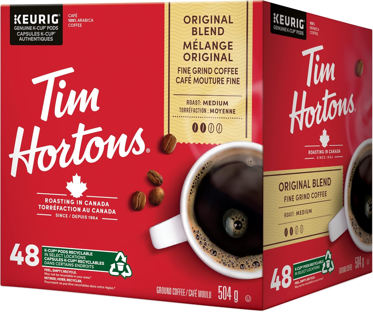 Tim Hortons Original Coffee blend, Single Serve Keurig K-Cup Pods, Medium Roast, 48 Count
