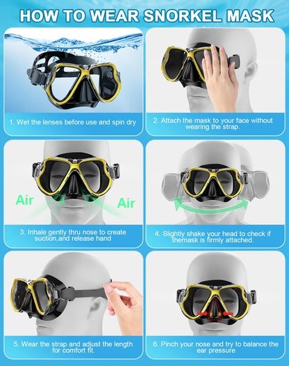 Greatever Dry Snorkel Set,Panoramic Wide View Anti-Fog Scuba Diving Mask,Professional Snorkeling Gear for Adults Kids