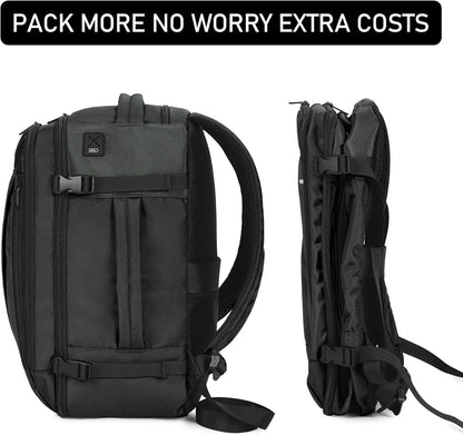 ECOHUB 16'' Reise-Rucksack Handgepäck Unterseat-Rucksack Persönlicher Gegenstand Flugzeug-Reisetasche mit 13 Taschen Handgepäck Flaschenhalter USB-Ladeanschluss Casual Daypack für Frauen Männer Schwarz