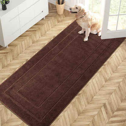PURRUGS Dirt Trapping Door Mat 32" x 70", Non-Slip/Skid Machine Washable Entryway Rug, Dog Doormat, Super Absorbent Welcome Mat for Muddy Wet Shoes and Paws, Grayish Brown