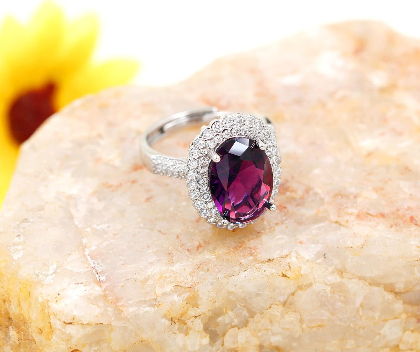 Created Sapphire Blue Cubic Zirconia Wedding Rings for Women, Open Size, Engagement Statement Jewelry Y664
