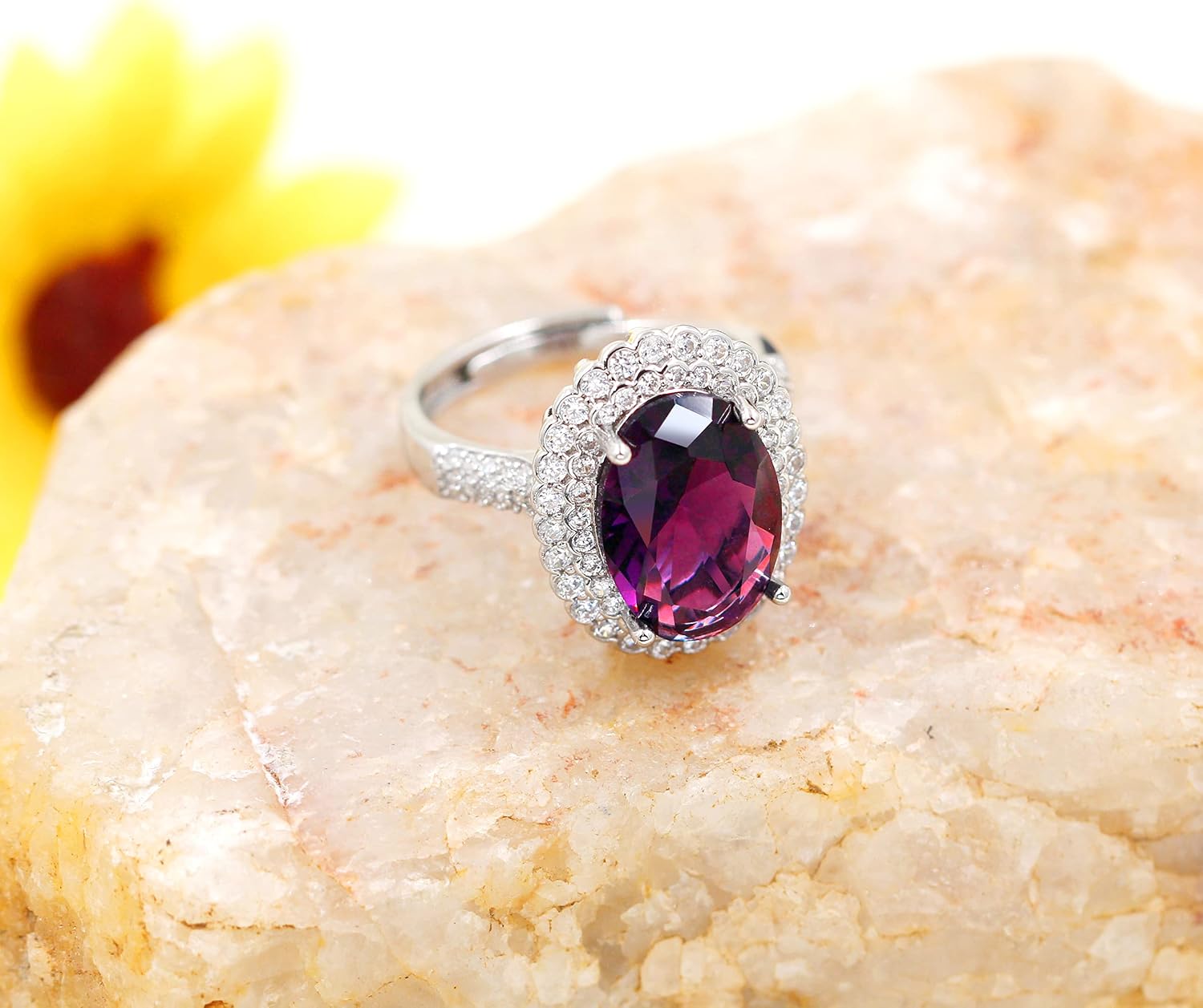 Created Sapphire Blue Cubic Zirconia Wedding Rings for Women, Open Size, Engagement Statement Jewelry Y664